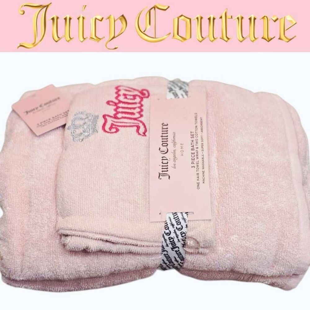 Juicy Couture Home Crown Logo Print 3-PC Bath Set